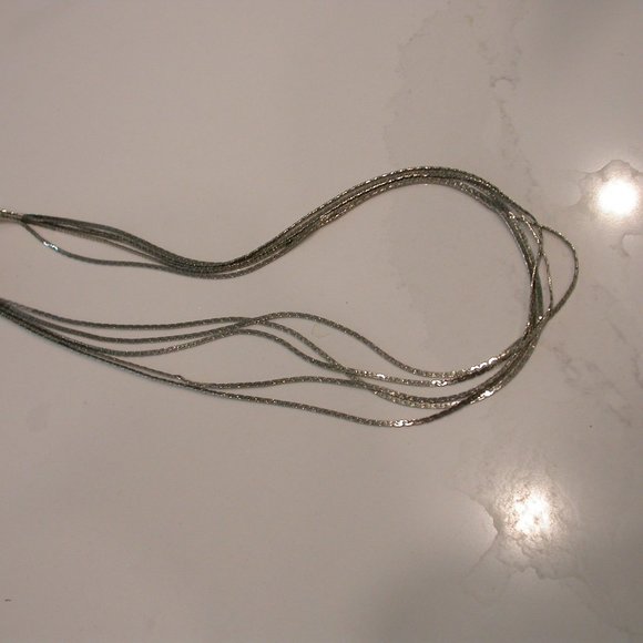 Shiny Silver 4 Strand Necklace - Picture 2 of 3